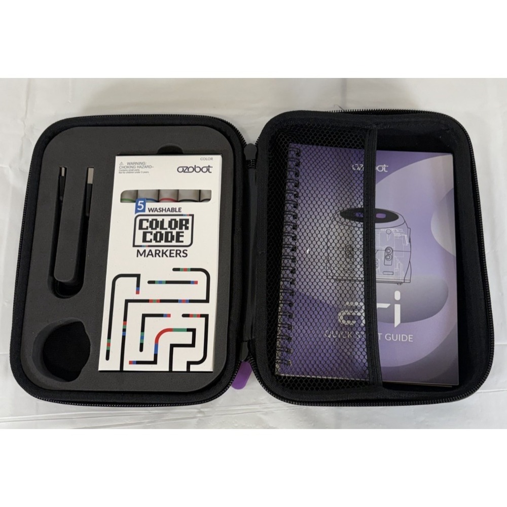 Ozobot Ari Hard Cover Case with Markers, USB Adapter & Book - Robot not Included